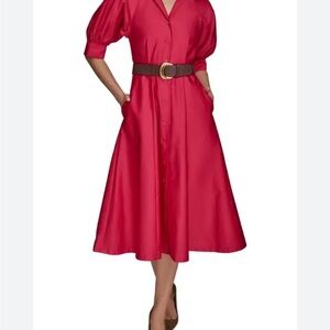 Donna Karan Vibrant Red Midi Dress